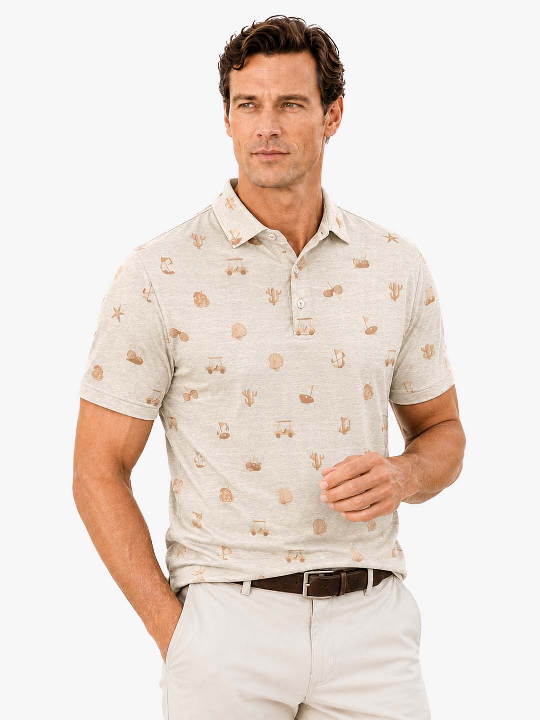 Men's Golf-Themed Print Polo