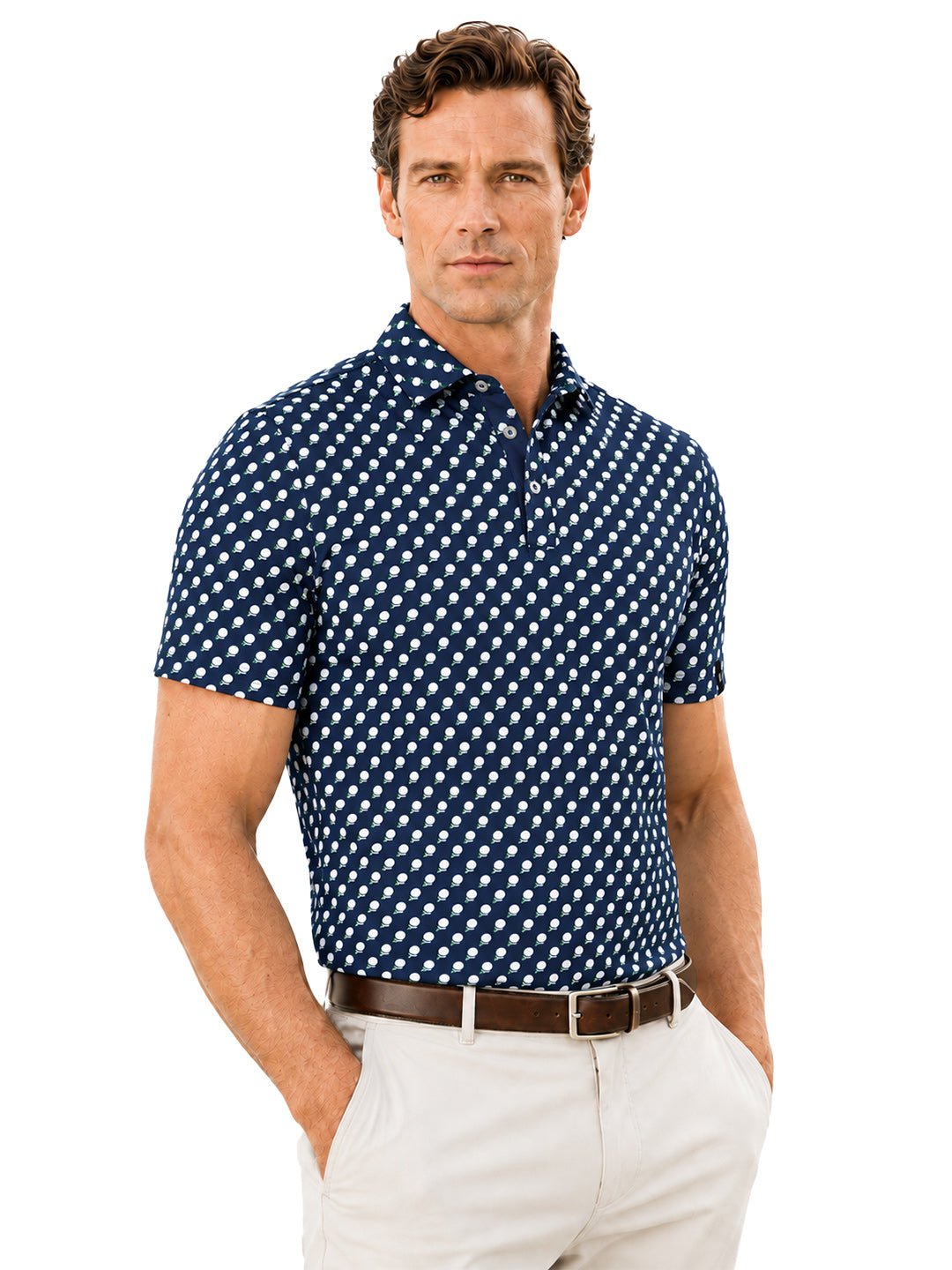 Men's Geo Dot Print Golf Polo
