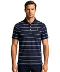 Men's classic stripe golf polo shirt with short sleeves and modern fit