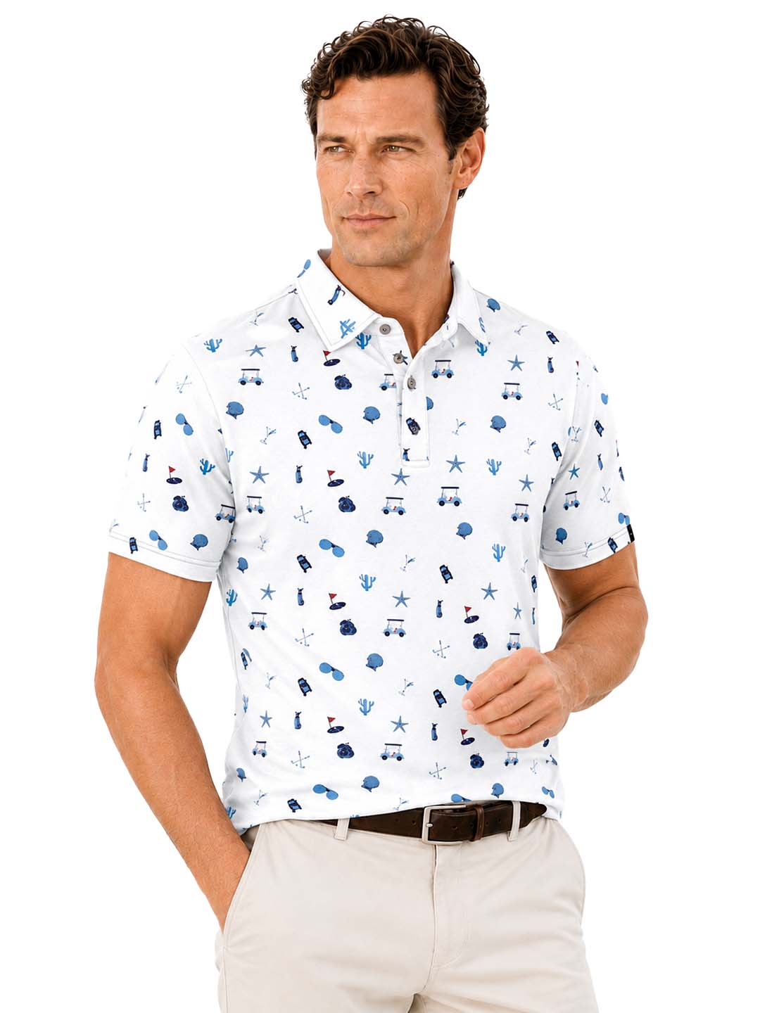 Men's Golf-Themed Print Polo