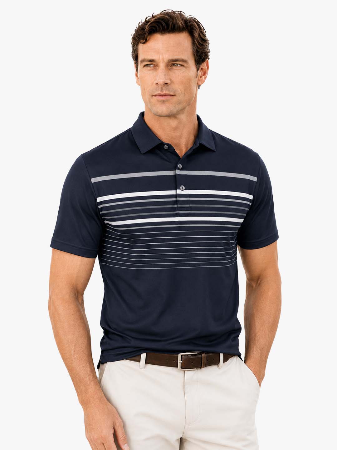 Men's Modern Stripe Golf Polo