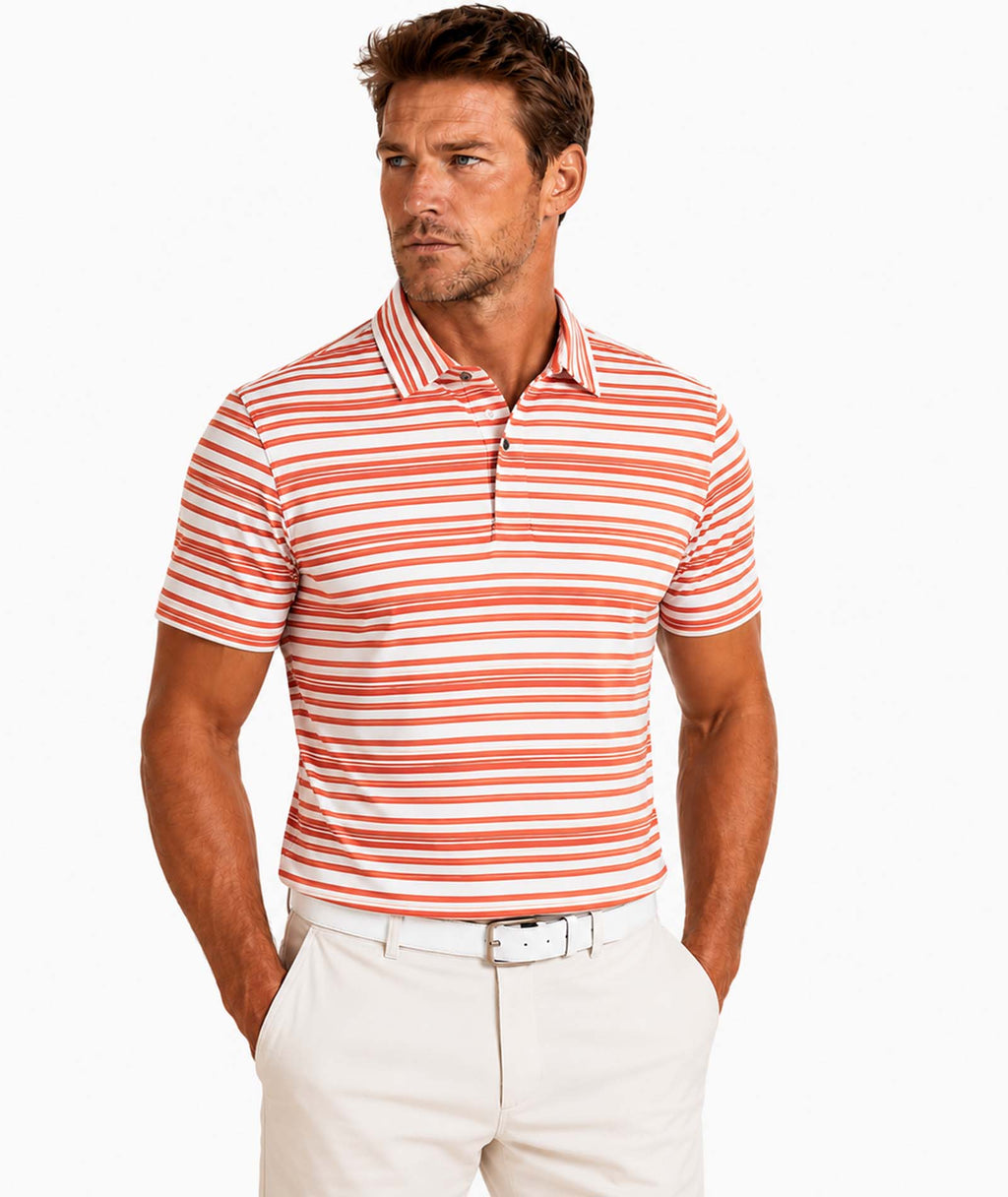 Mens Gradient Striped Tech Polo