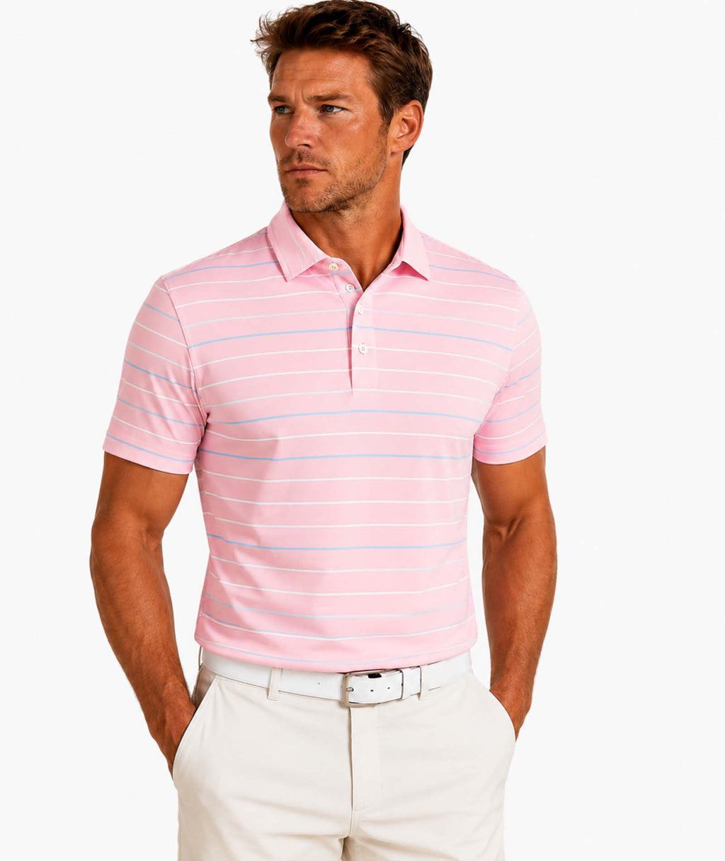 Mens Striped Performance POLO