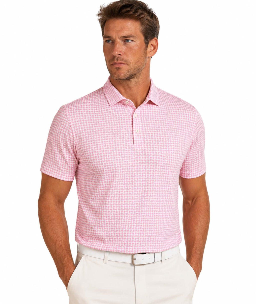 Mens Houndstooth  Tech POLO