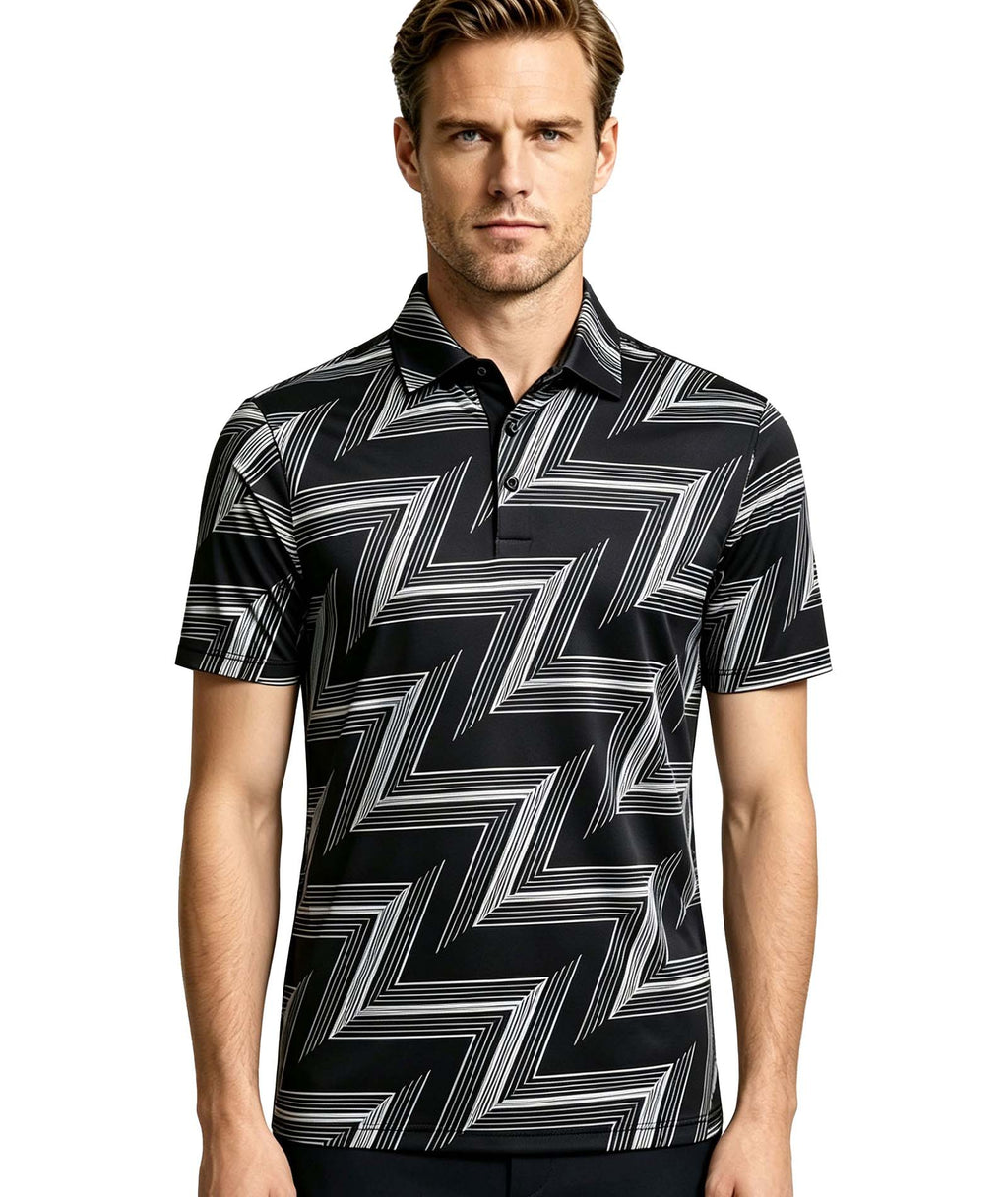 Geo Line Print Polo Shirt