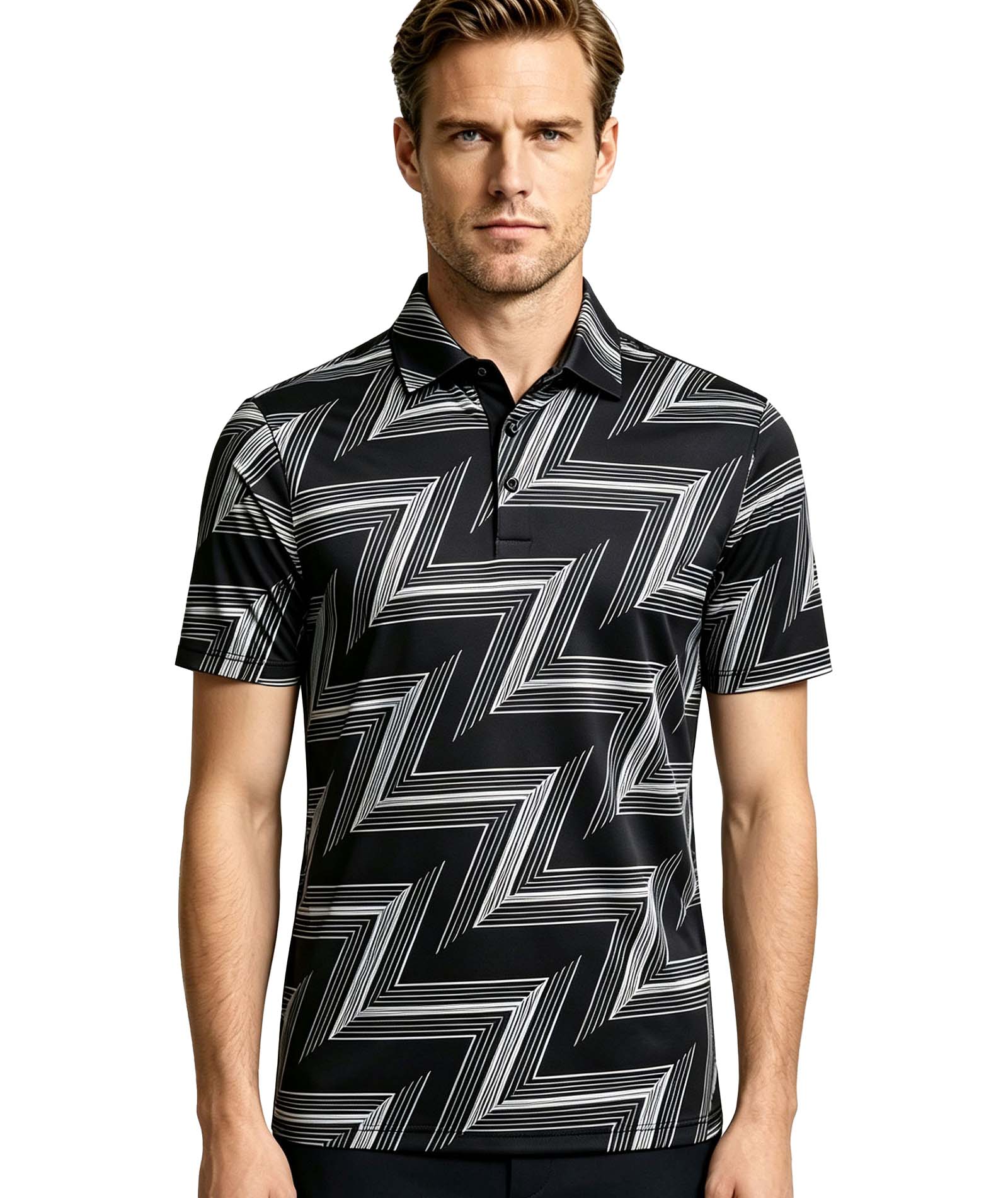 Geo Line Print Polo Shirt