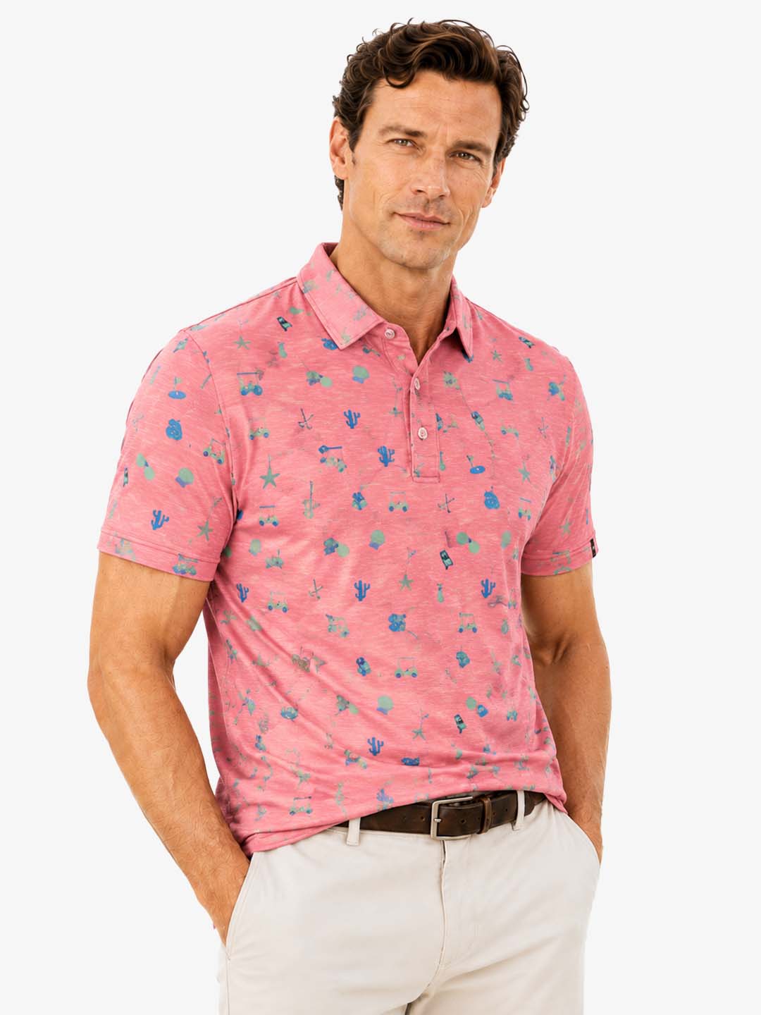 Men's Golf-Themed Print Polo