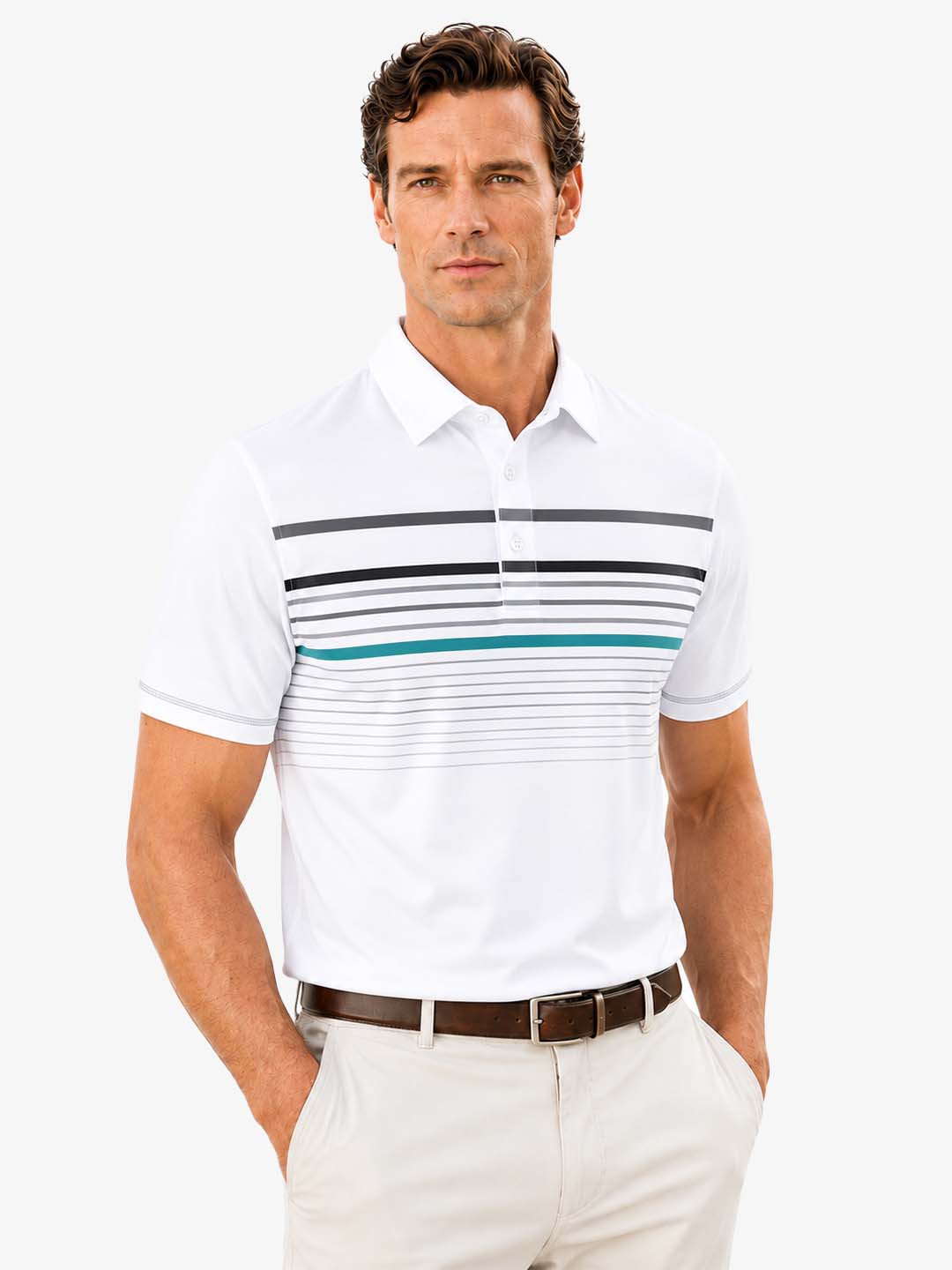 Men's Modern Stripe Golf Polo