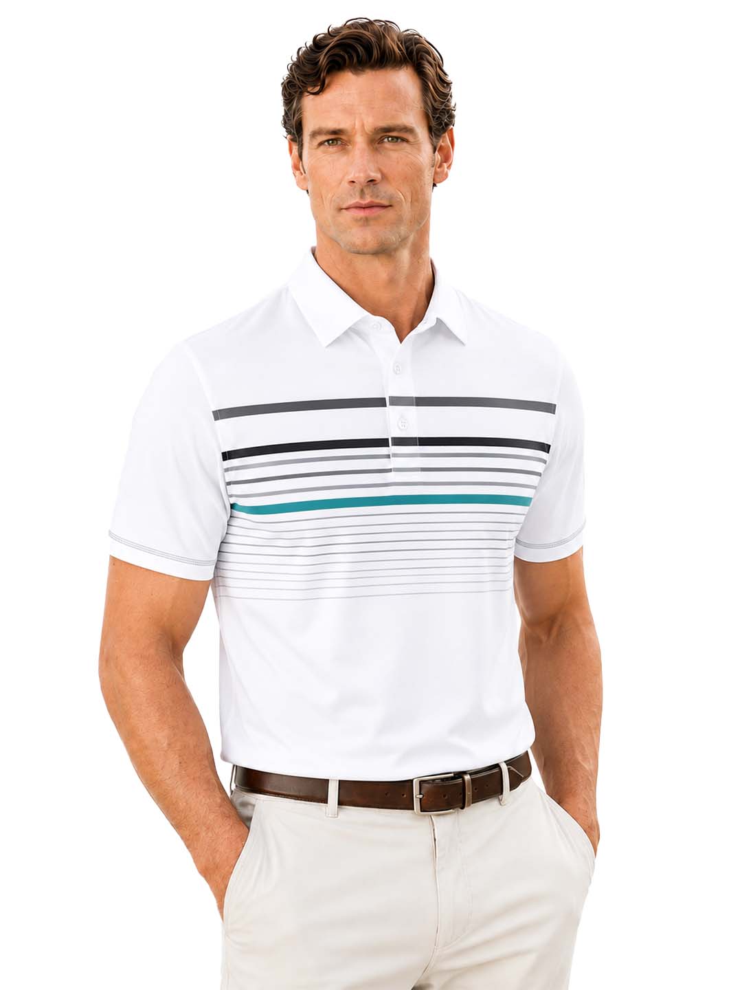 Men's Modern Stripe Golf Polo