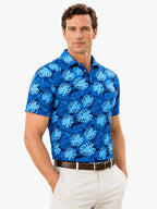 Men's Tropical Leaf Print Golf Polo