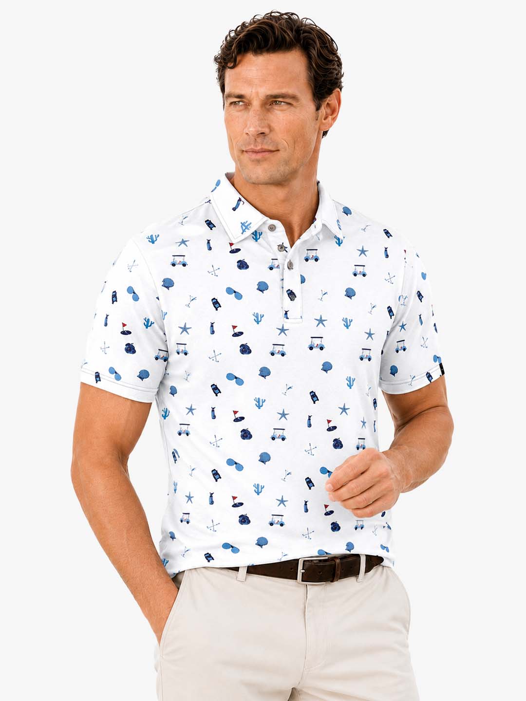 Men's Golf-Themed Print Polo