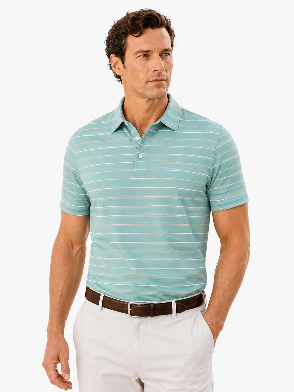 Men's Classic Stripe Golf Polo