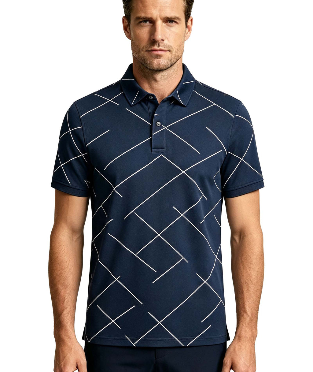 Geometric Line Polo Shirt