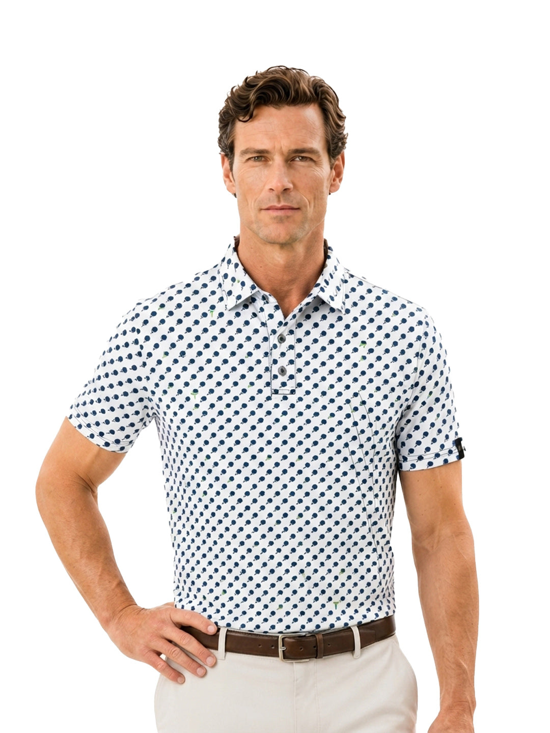 Men's Geo Dot Print Golf Polo