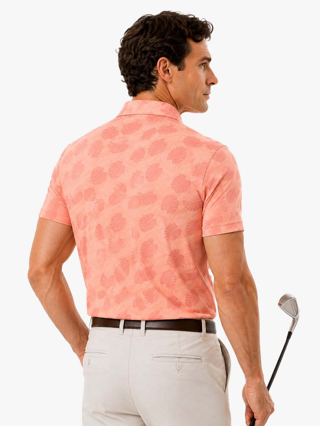 Men's Tropical Leaf Print Golf Polo