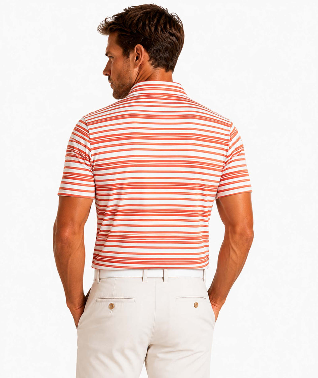 Mens Gradient Striped Tech Polo