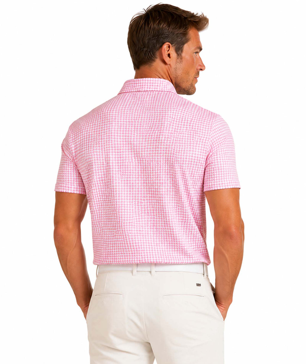 Mens Houndstooth  Tech POLO