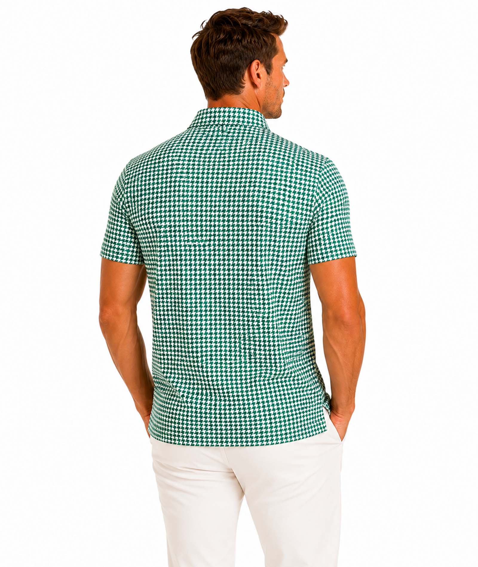 Mens Houndstooth  Tech POLO