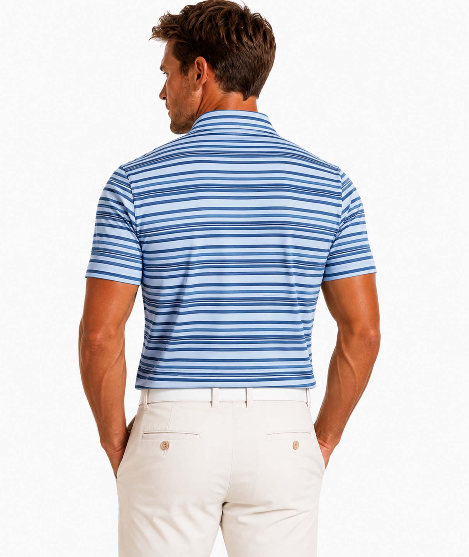 Mens Gradient Striped Tech Polo