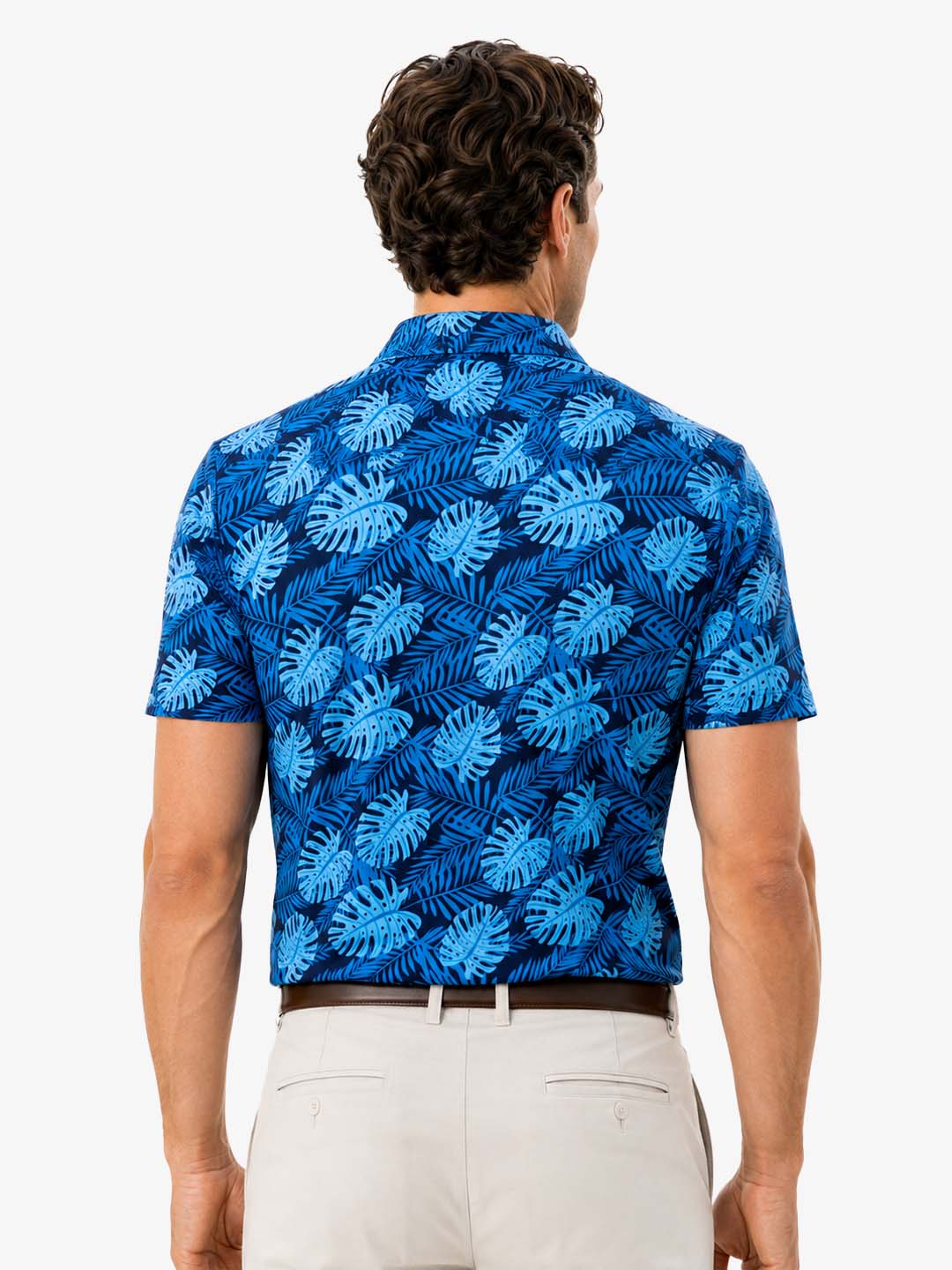 Men's Tropical Leaf Print Golf Polo