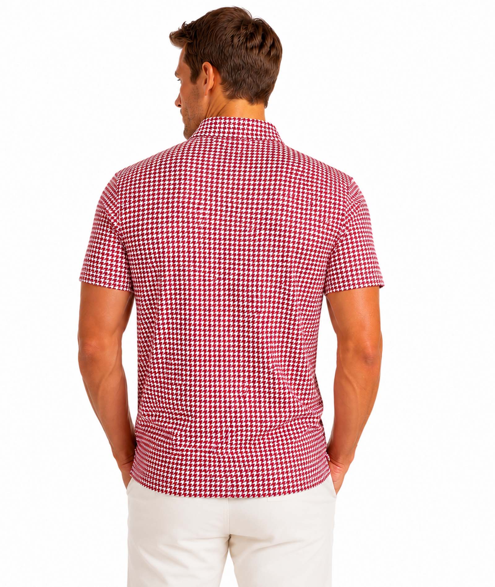Mens Houndstooth  Tech POLO