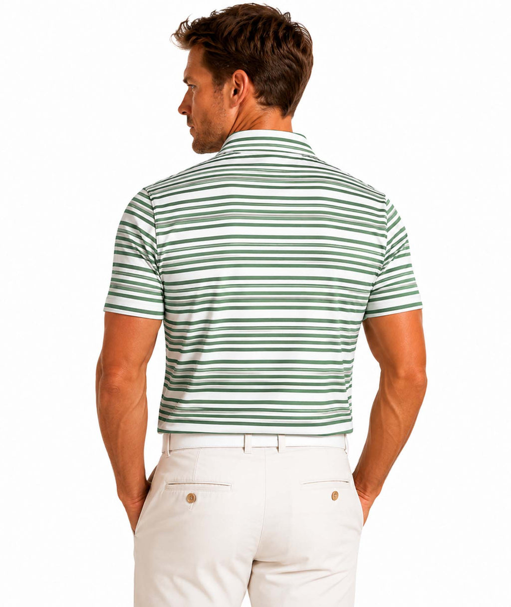 Mens Gradient Striped Tech Polo