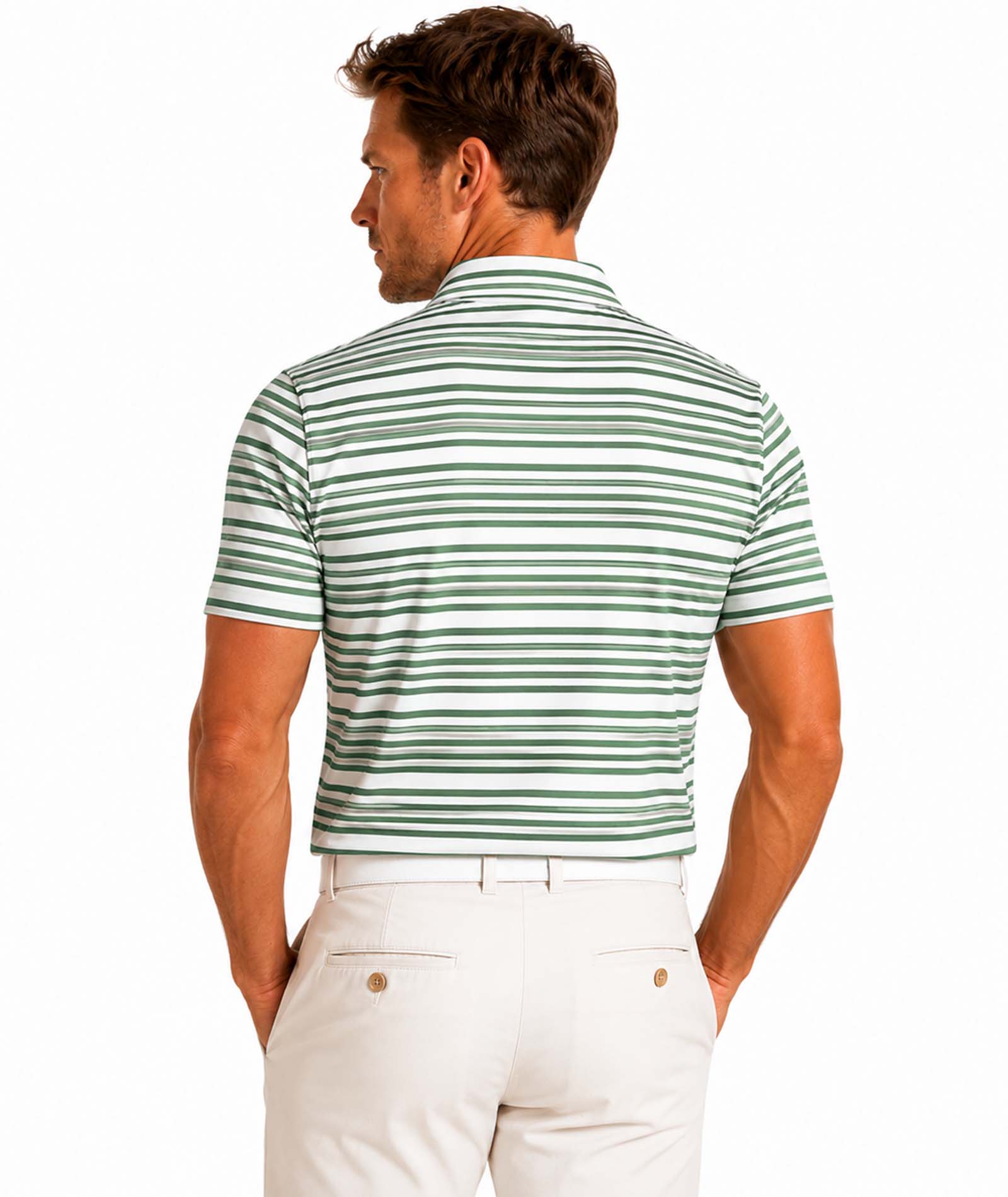 Mens Gradient Striped Tech Polo