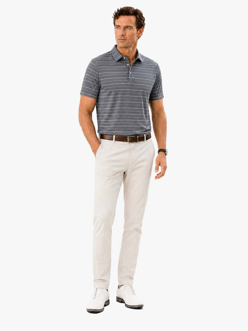 Men's Classic Stripe Golf Polo