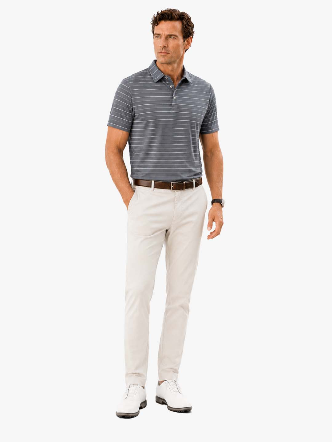 Men's Classic Stripe Golf Polo
