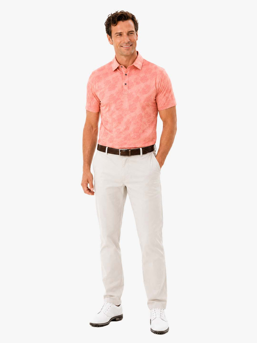 Men's Tropical Leaf Print Golf Polo