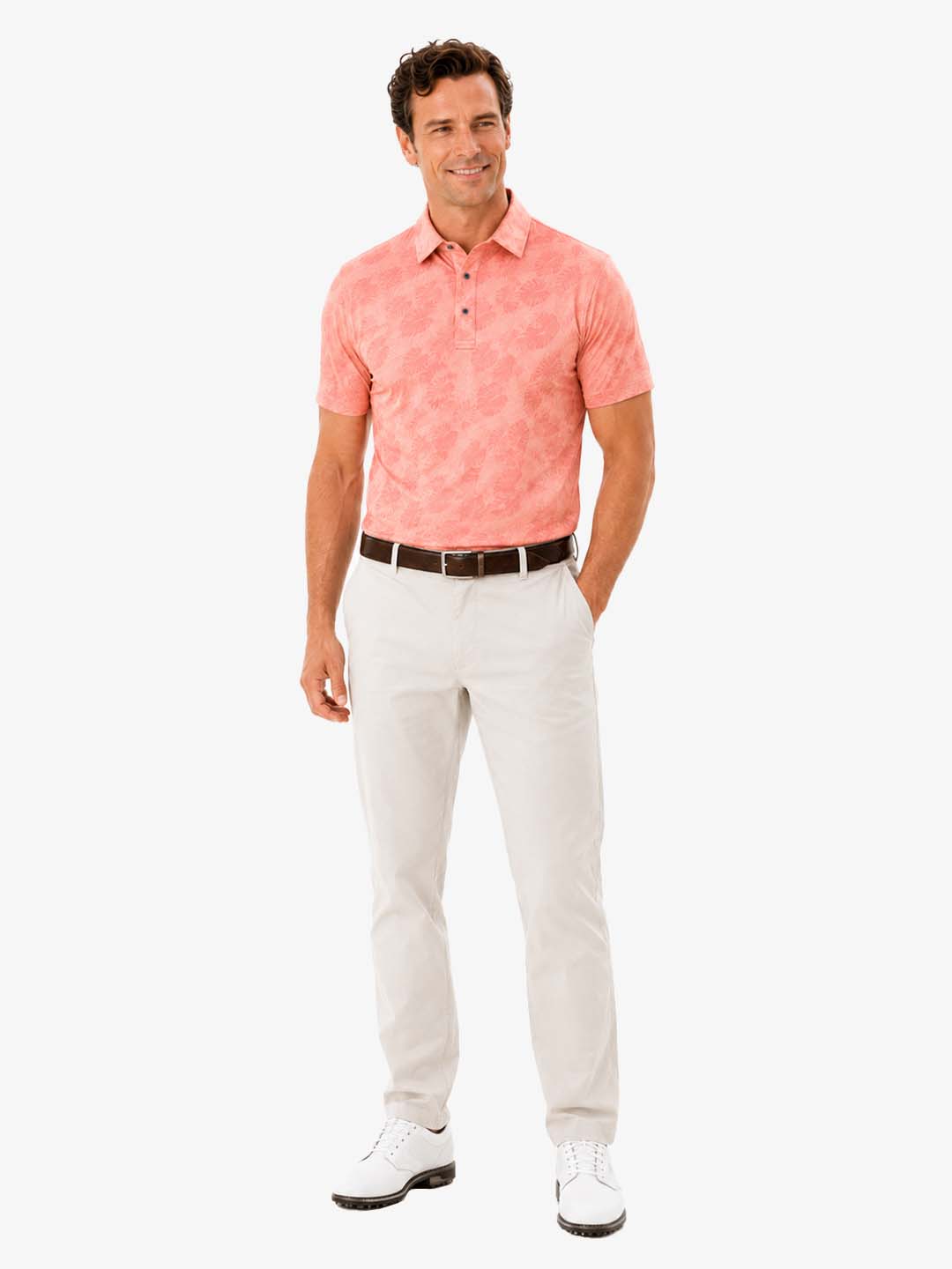 Men's Tropical Leaf Print Golf Polo
