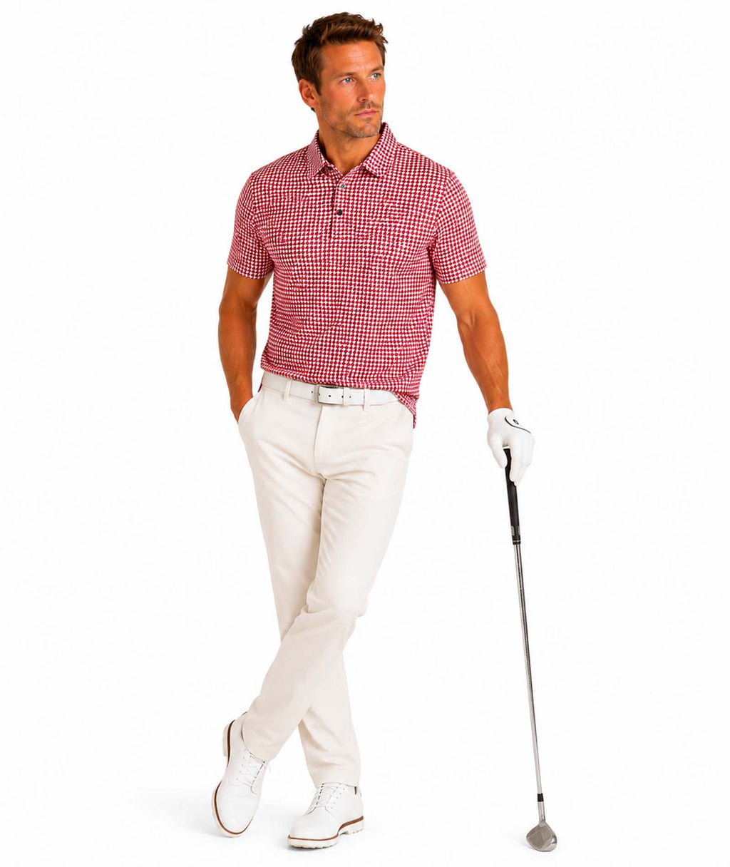 Mens Houndstooth  Tech POLO