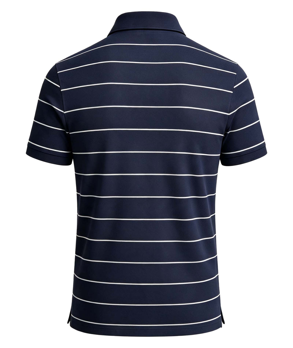 Men's performance golf polo shirt with classic stripe design and comfortable fit