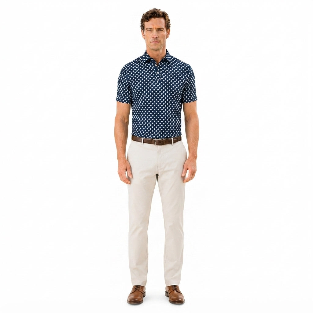 Men's Geo Dot Print Golf Polo