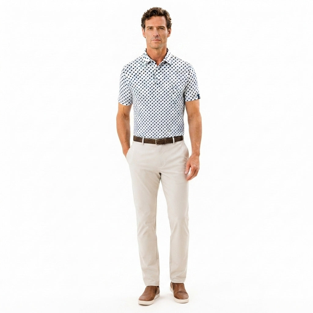 Men's Geo Dot Print Golf Polo